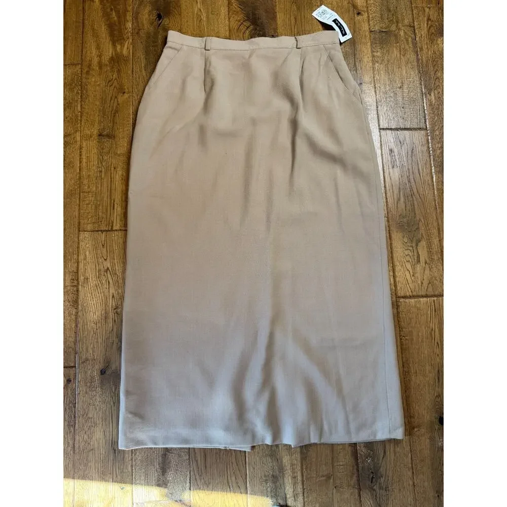 NWT Madison Studio Basic Wool Skirt Lined Long Length Camel Tan Womens Size 16 - Picture 1 of 7